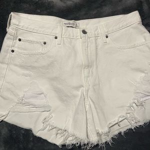 Size 31/12 abercrombie and fitch distressed white shorts